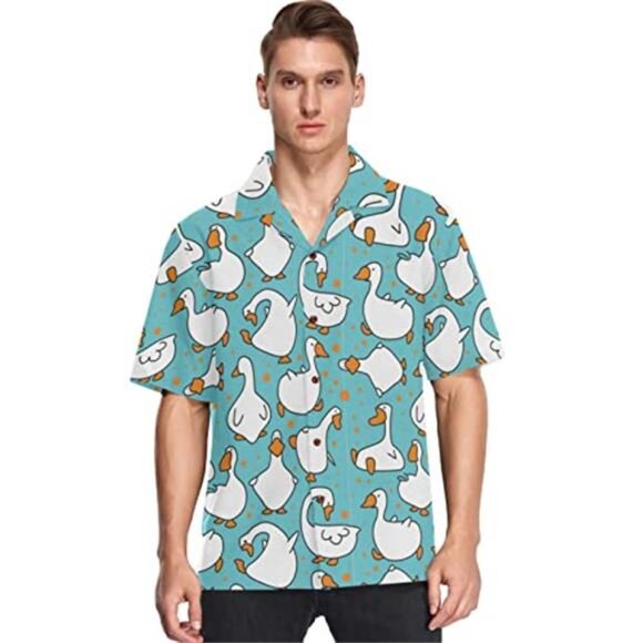 Other - SILLY GOOSE! FUN Funny Men's Hilarious Geese Novelty Print Button Down Shirt
